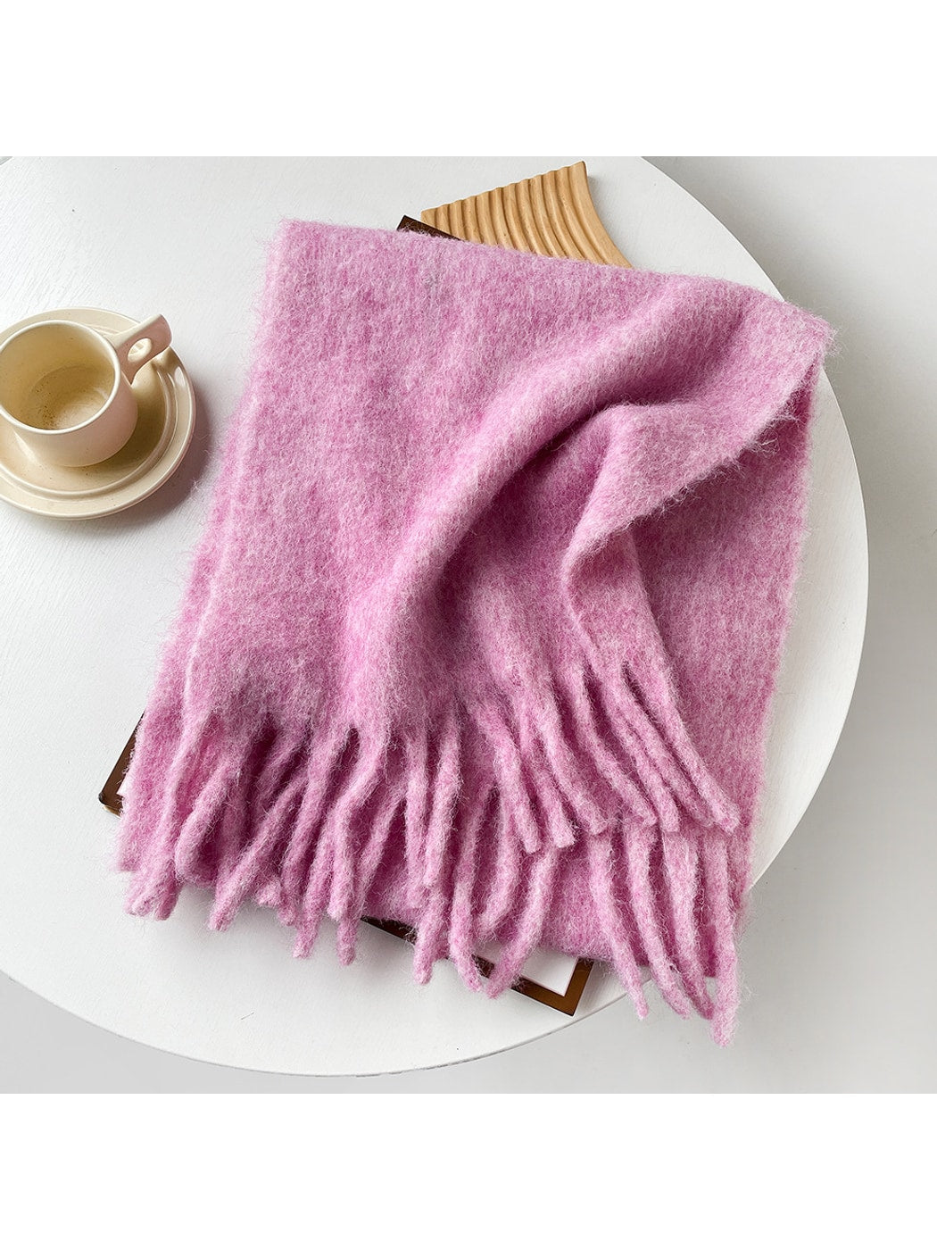 Scarvii - Brushed Solid Color Fringe Scarf