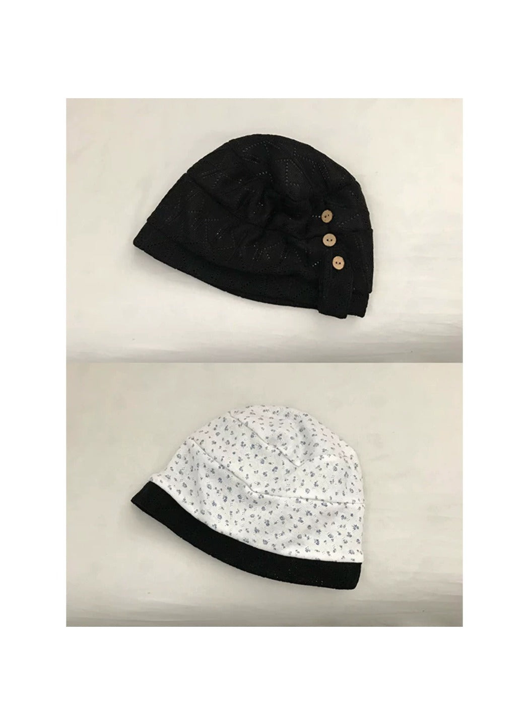 Haila - Ditsy Floral Contrast Trim Slouchy Beanie