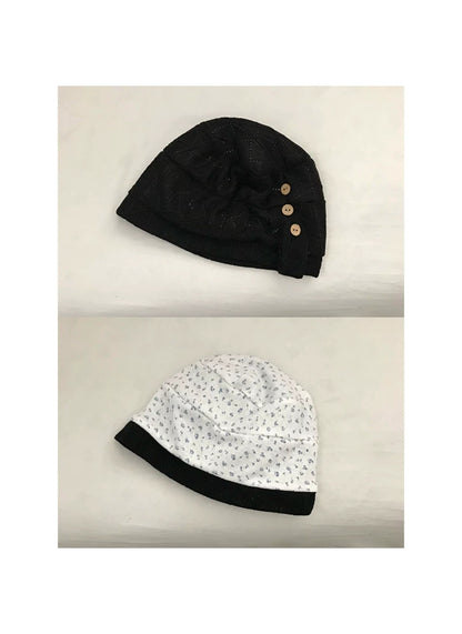 Haila - Ditsy Floral Contrast Trim Slouchy Beanie