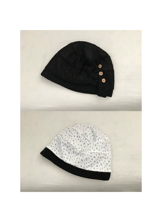 Haila - Ditsy Floral Contrast Trim Slouchy Beanie