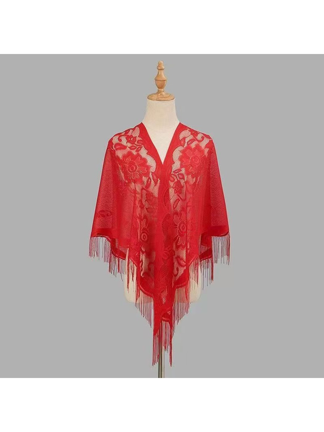Scarvii - Solid Lace Fringe Women's Triangle Shawl