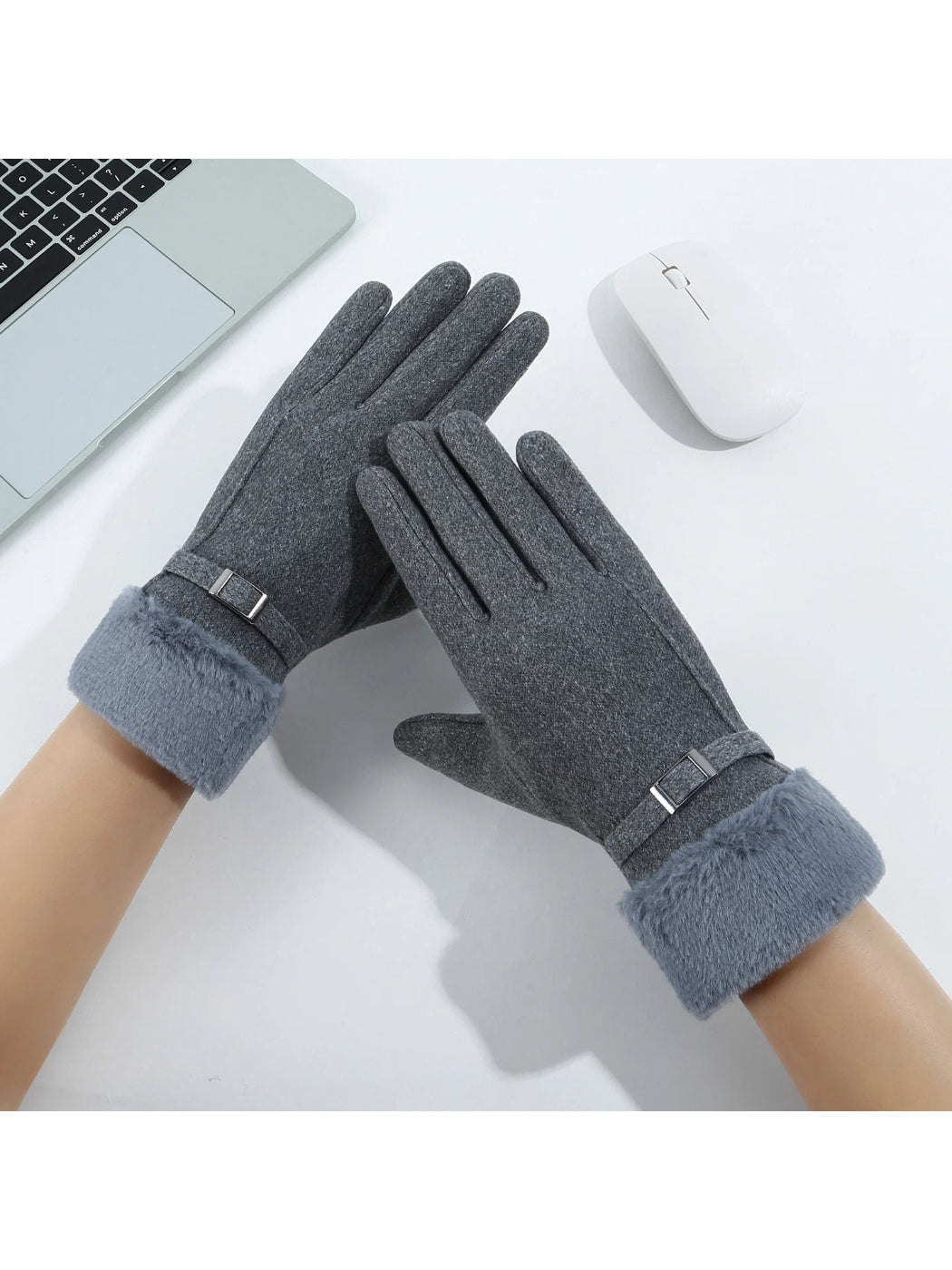 Gloving - Fuzzy Faux Fur Cuff Winter Gloves
