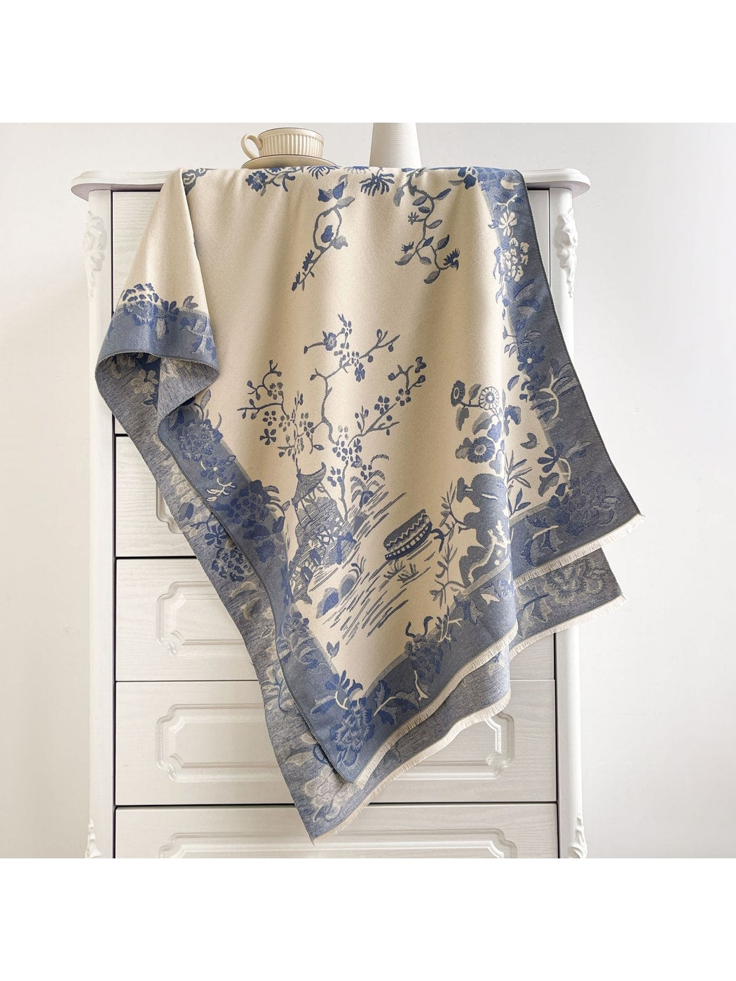 Scarvii - Landscape Pattern Fringed Scarf