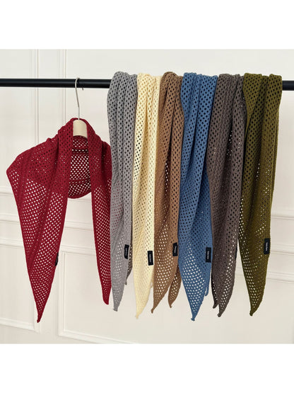 Scarvii - Openwork Mesh Knit Triangle Scarf
