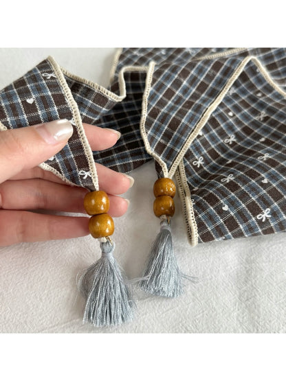 Scarvii - Floral Plaid Pattern Triangle Scarf