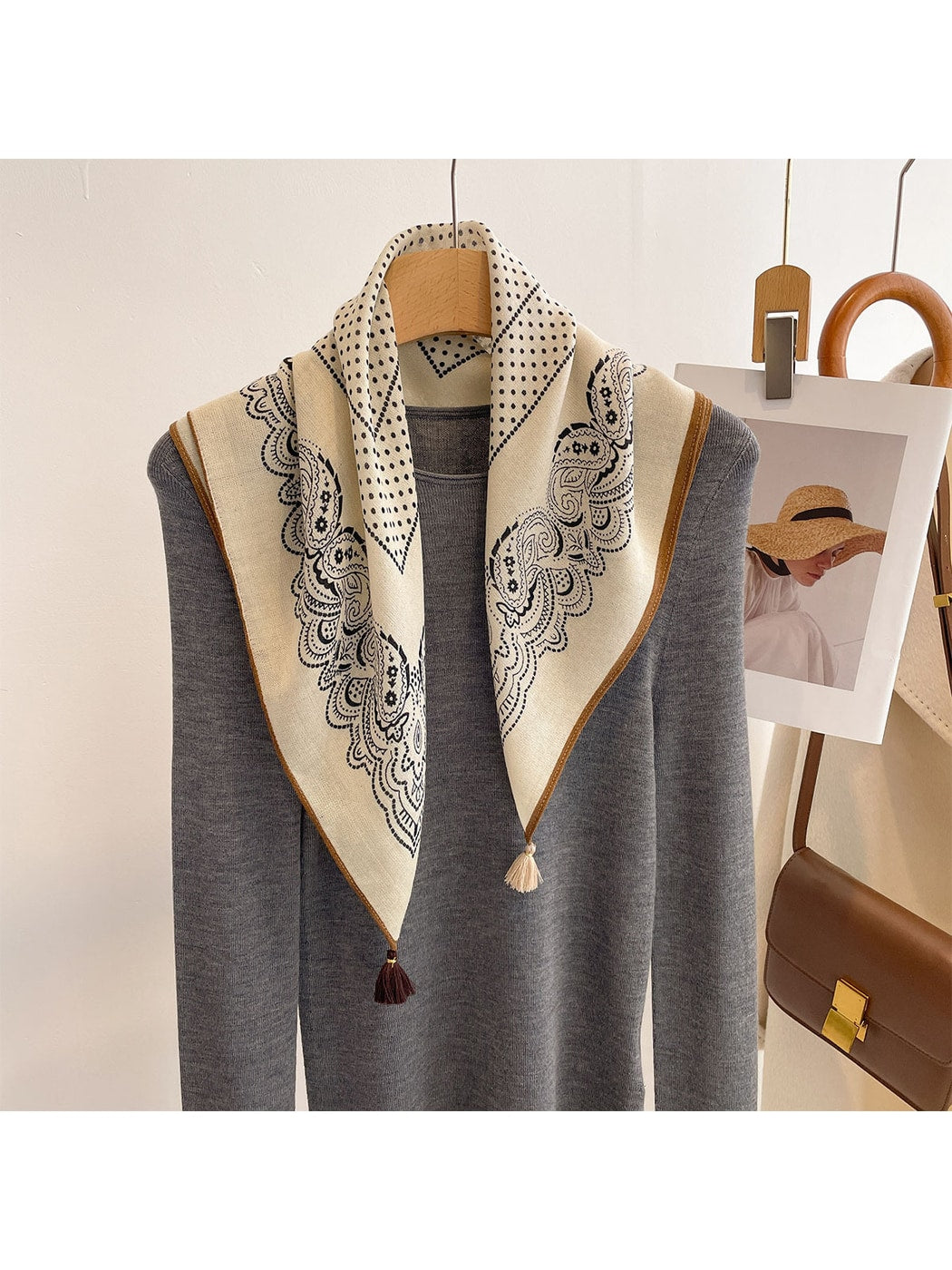 Scarvii - Vintage Polka Dot Center Print Square Scarf