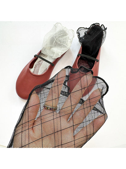 Cozyra - Sheer Diamond-Mesh Stirrup Leg Warmers