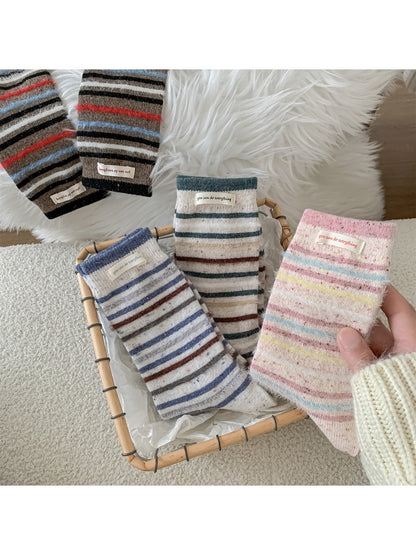 Rufia – Fuzzy Striped Mid-Calf Socks