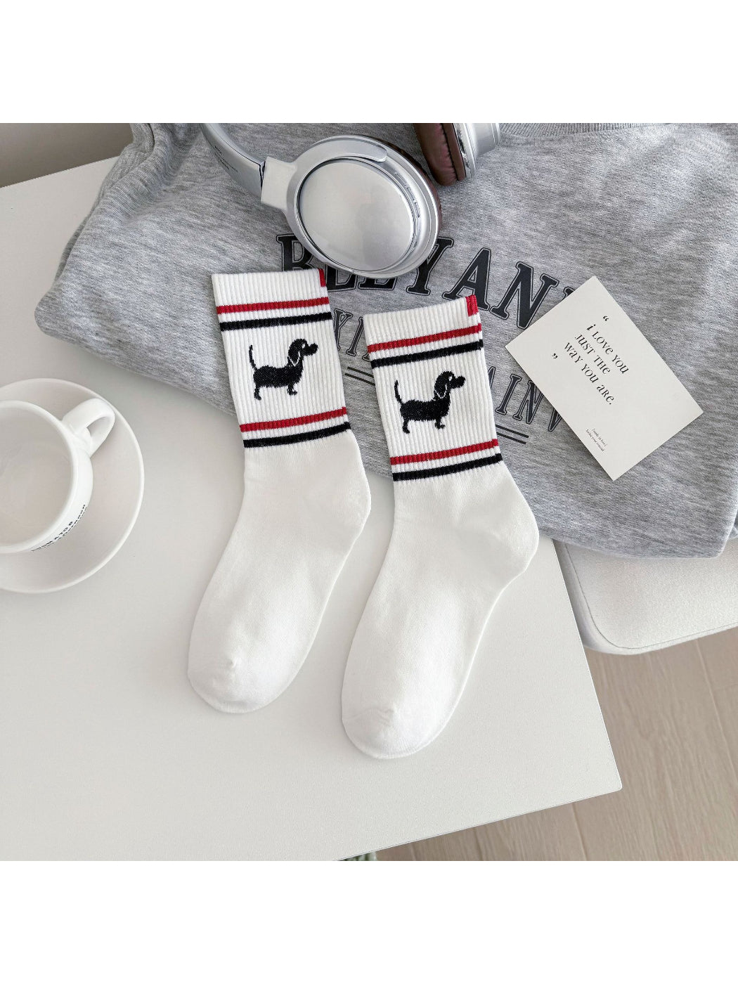 Rufia - Puppy Stripe Crew Socks