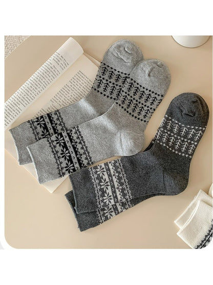 Rufia - Minimal Pattern Knit Crew Socks