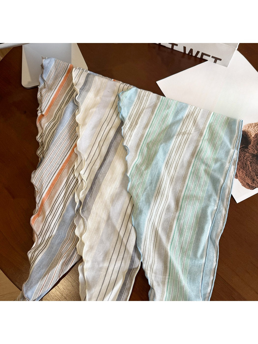 Scarvii - Striped Printed Wavy Edge Triangle Bandana