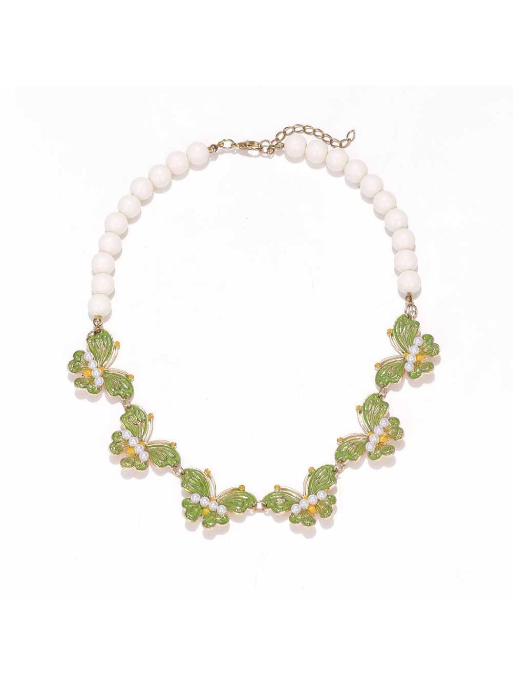 Neckit Butterfly Necklace with beaded detail worn on a model's neck
