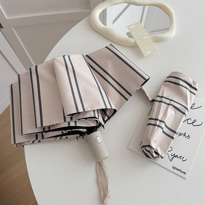 Rano - Beige & Green Stripe Compact Umbrella (Auto/Manual)