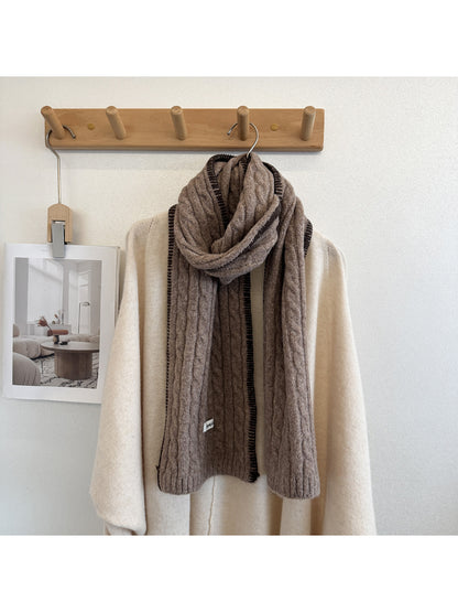 Scarvii - Vertical Cable-Knit Pattern Narrow Scarf Scarf