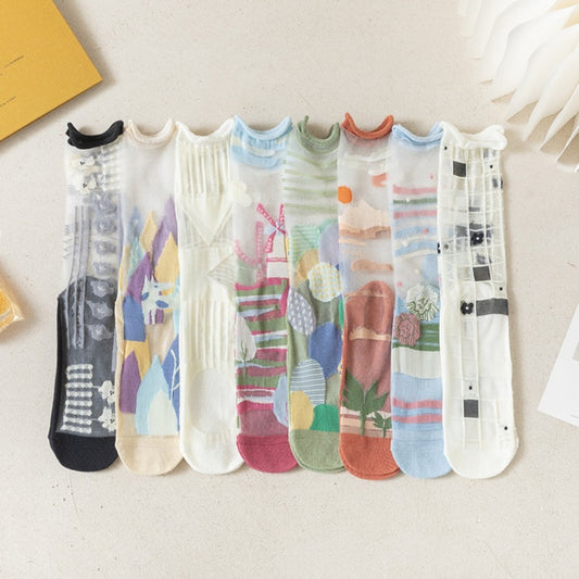 Rufia- Artistic Pattern Sheer Summer Socks