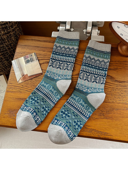 Rufia - Retro Style Mid-Calf Socks for Women