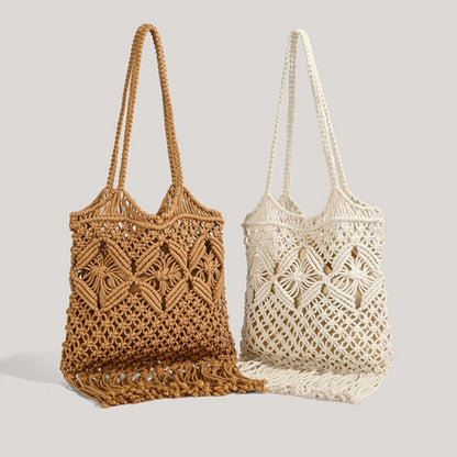 Cosbai - Boho Fringe Crochet Shoulder Bag
