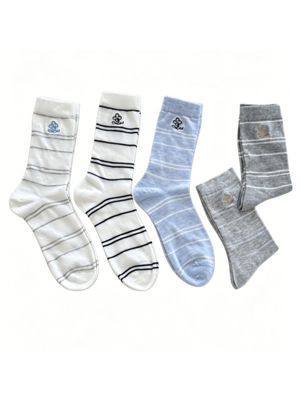 Close-up of Rufia pastel stripe knit socks showing soft fabric texture