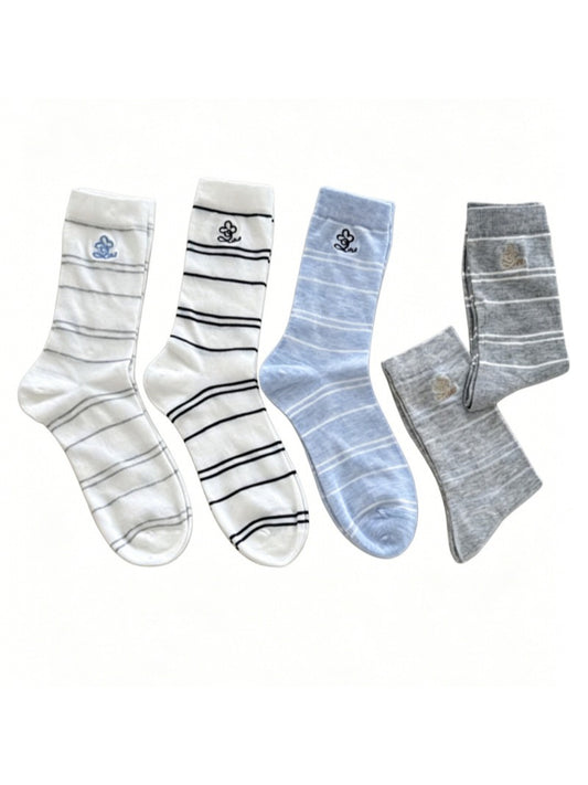 Close-up of Rufia pastel stripe knit socks showing soft fabric texture