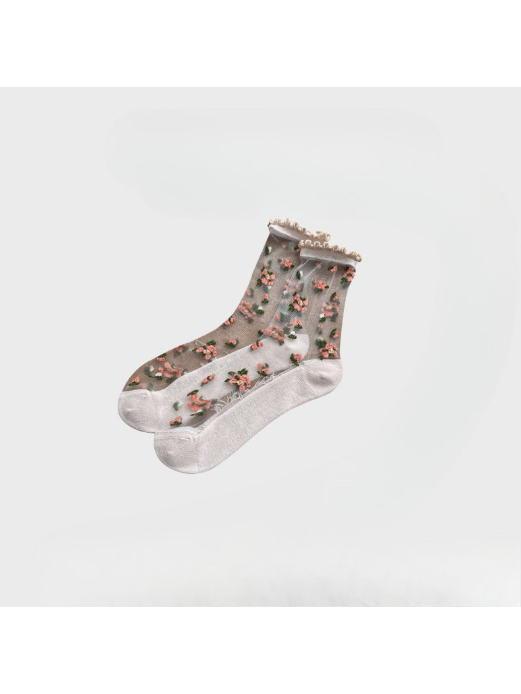 Rufia - Sheer Floral Lettuce Edge Crew Socks product image 7