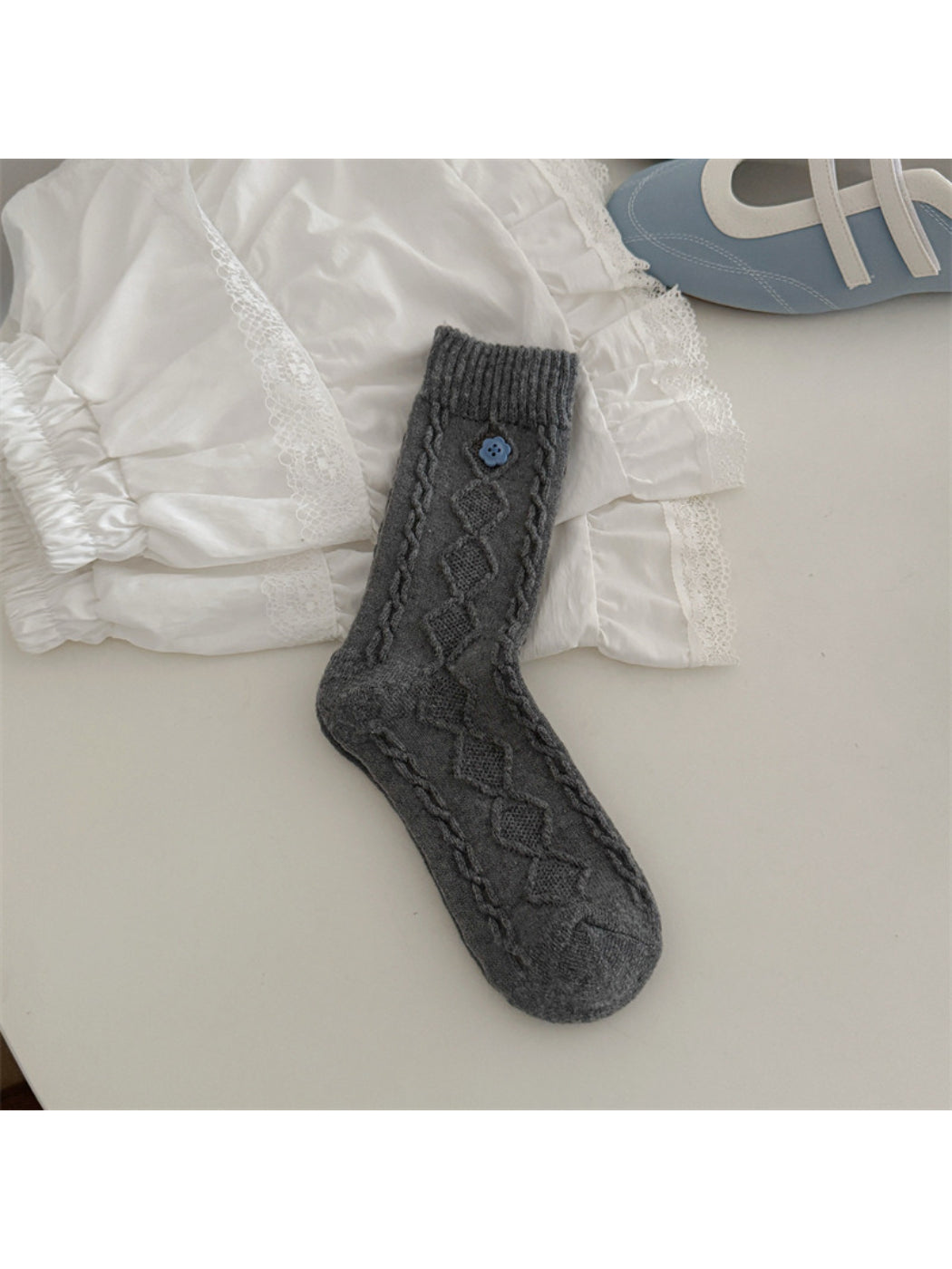 Rufia – Button Detail Textured Socks