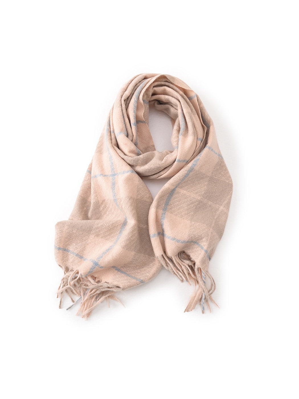 Scarvii - Long Plaid Draped Tassel Accent Scarf
