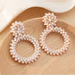 Earwish - Boho Beige Beaded Hoop Earrings - Classic & Elegant
