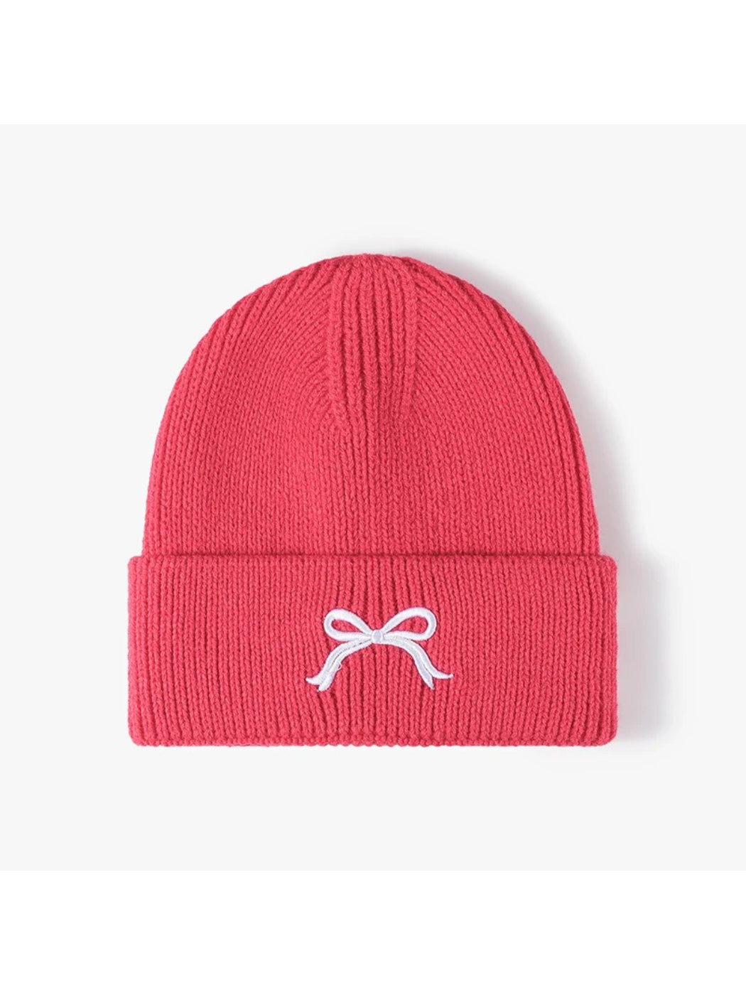 Haila - Bow Embroidered Cuffed Knit Beanie