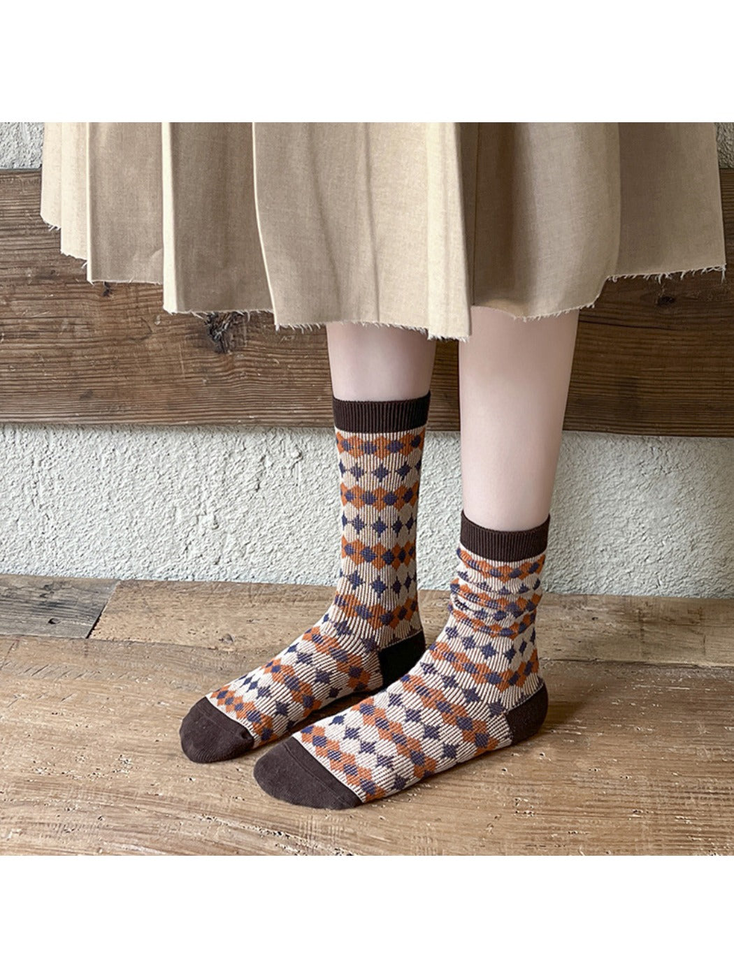 Rufia - Classic Plaid Winter Socks with Schoolgirl Style