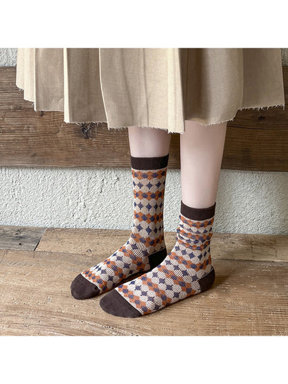 Rufia - Classic Plaid Winter Socks with Schoolgirl Style