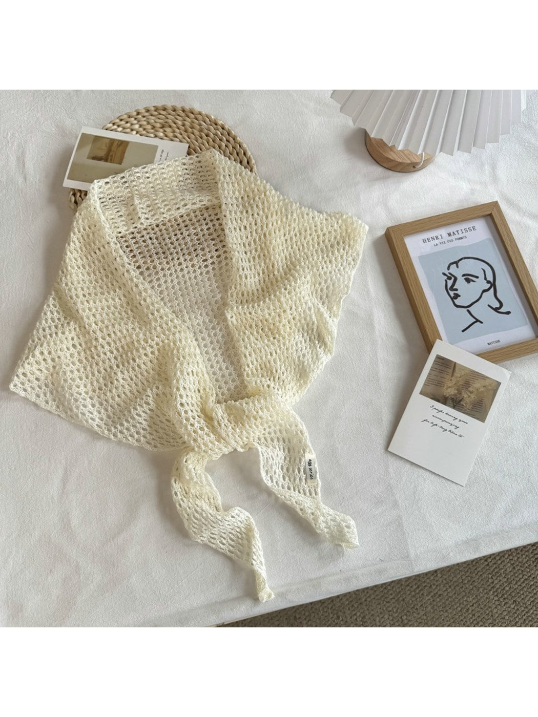 Scarvii - Openwork Knit Triangle Scarf