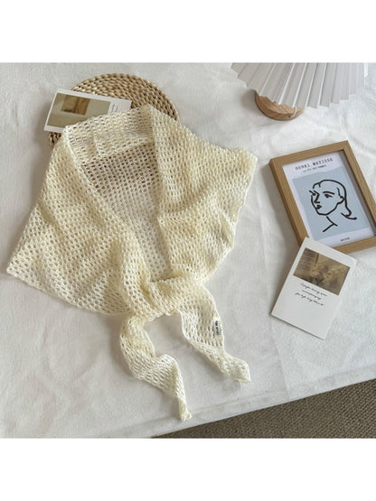 Scarvii - Openwork Knit Triangle Scarf