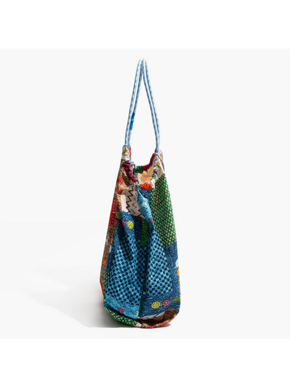Cosbai - Colorblock Large Shoulder Bag - Spacious & Unique