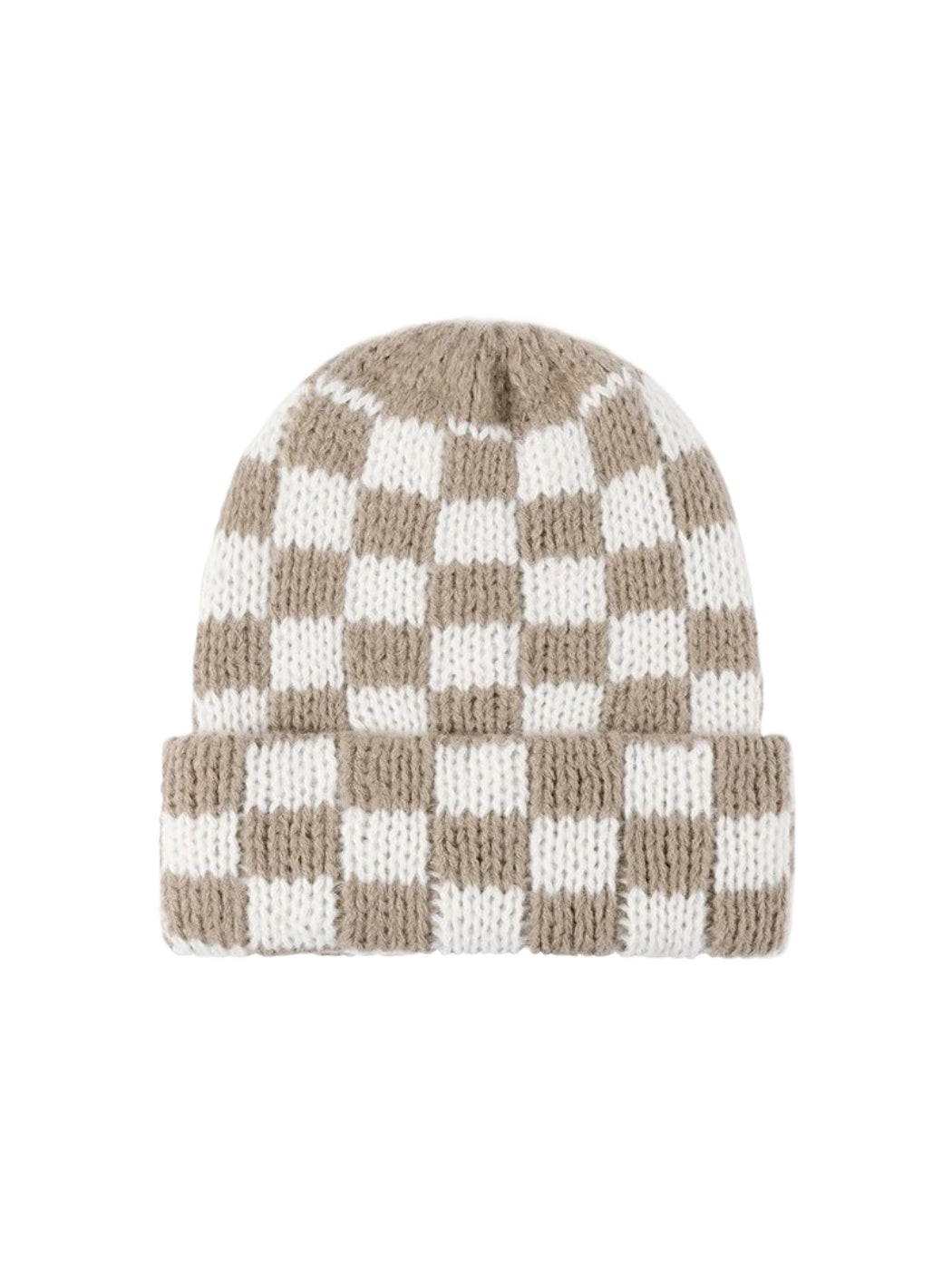 Haila - Checkerboard Knit Cuffed Beanie