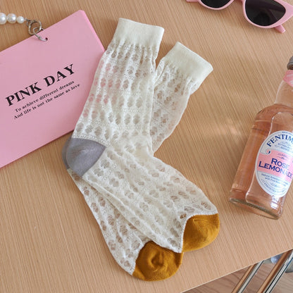 Rufia - Neon Color-Blocked Mesh Socks