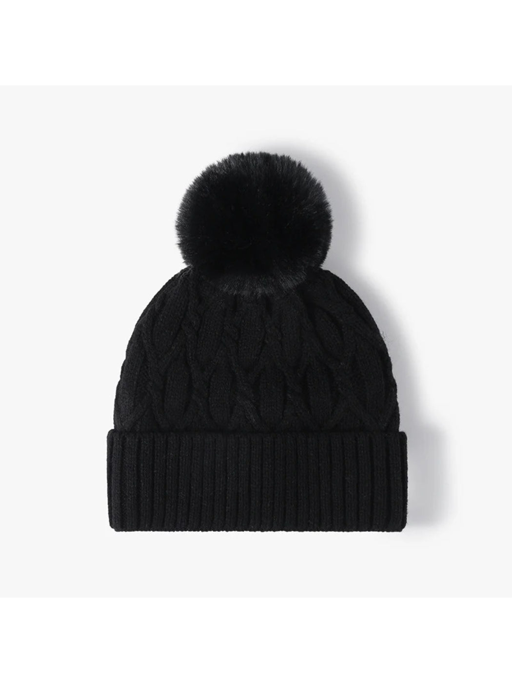 Haila - Cable Knit Pom-Pom Cuffed Beanie