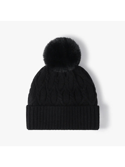 Haila - Cable Knit Pom-Pom Cuffed Beanie