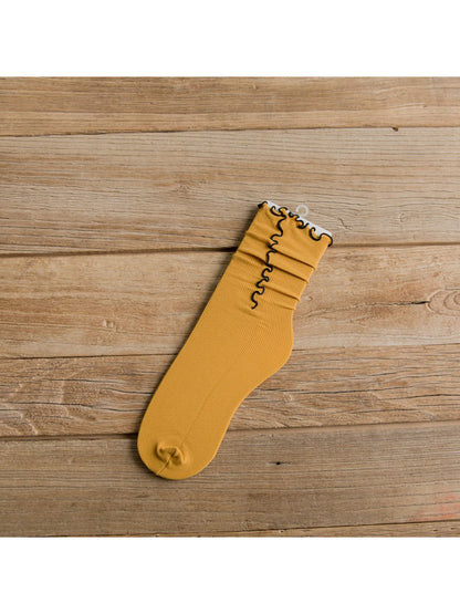 Rufia - Ribbed Lettuce Edge Solid Color Crew Socks product image 9