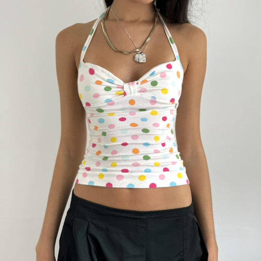 Vesty - Polka Dot Backless Halter Top - Charming & Cute