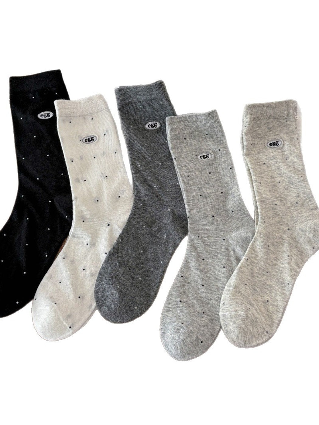 Rufia - Polka Dot Letter Embroidered Crew Socks