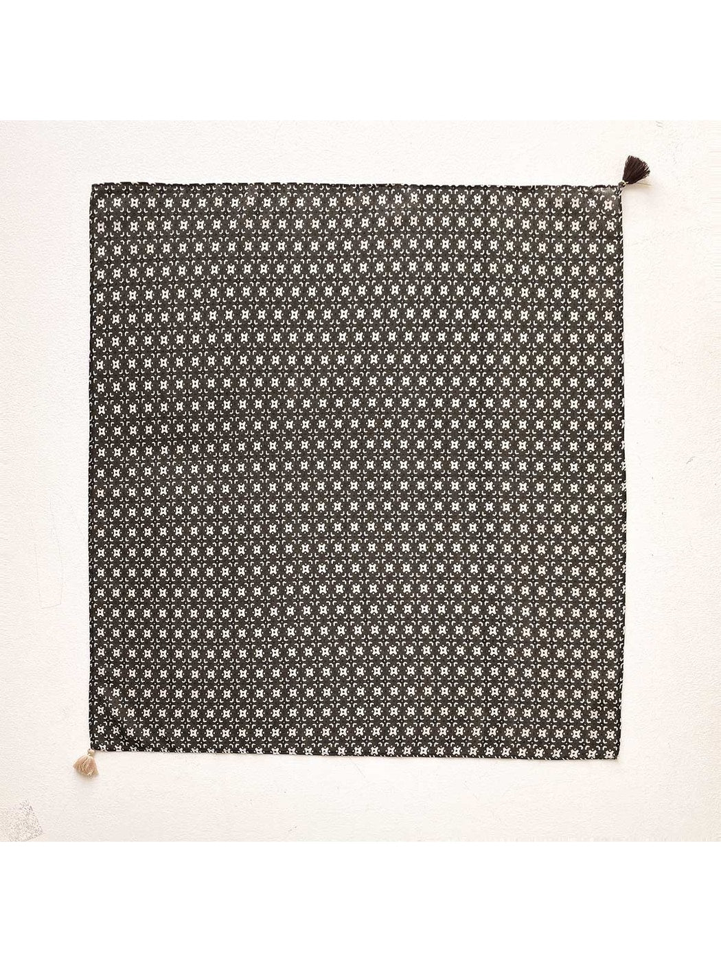 Scarvii - Muted Printed Geometric Tassel Square Scarf