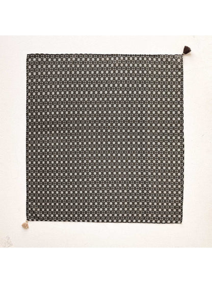 Scarvii - Muted Printed Geometric Tassel Square Scarf