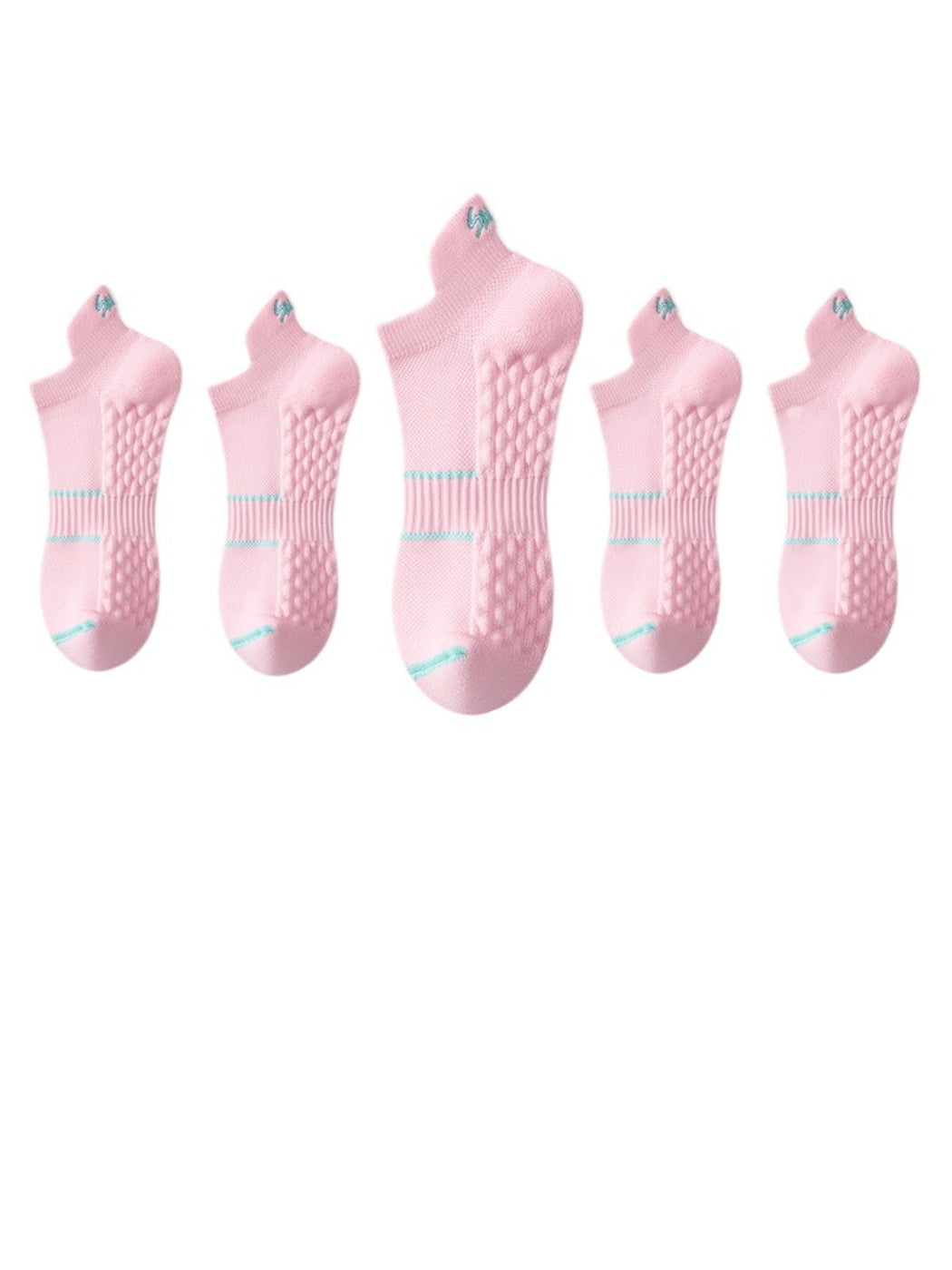 Rufia low socks displayed flat highlighting stripe design and fabric texture