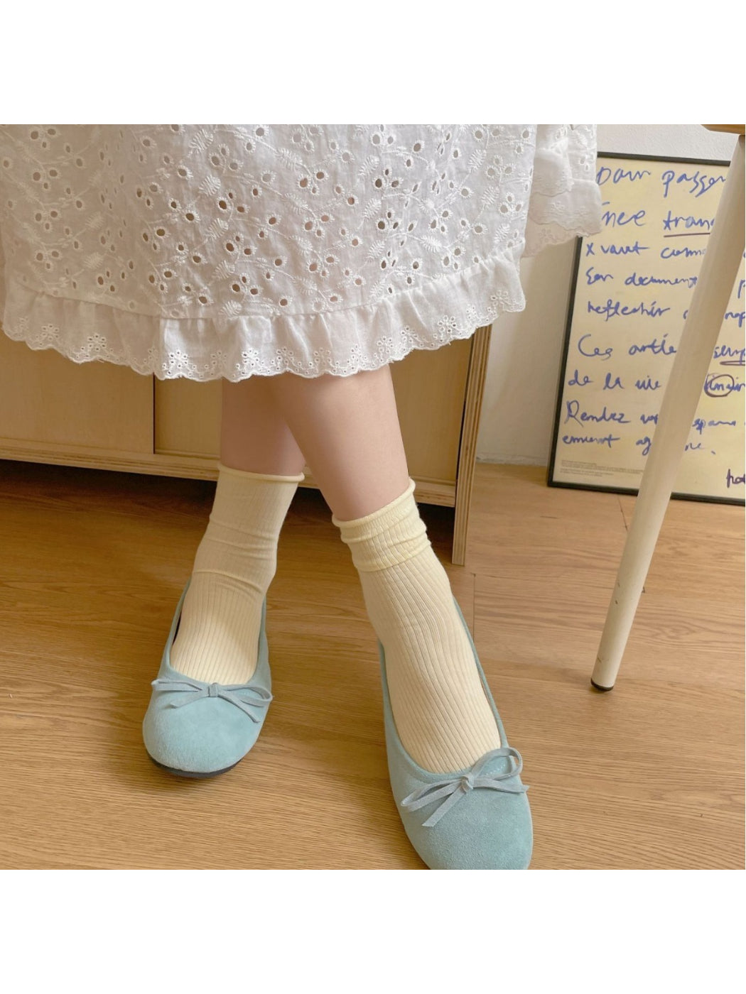 Rufia Rolled Edge Stripe Mid Calf Socks color options