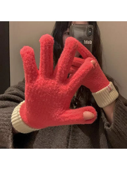 Gloving - Color Block Plush Finish Women's Winter Gloves