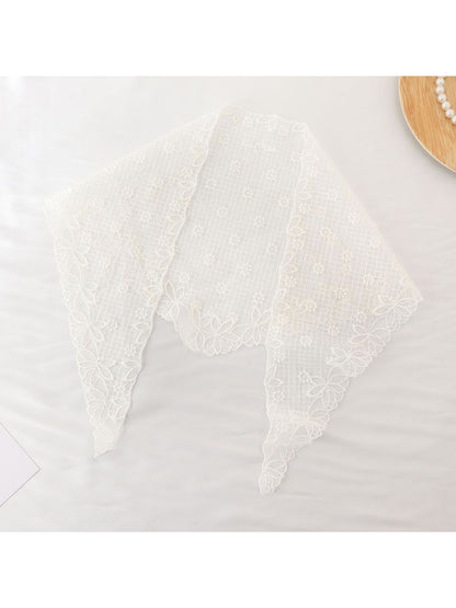 Scarvii - Sheer Grid Floral Lace Triangle Bandana