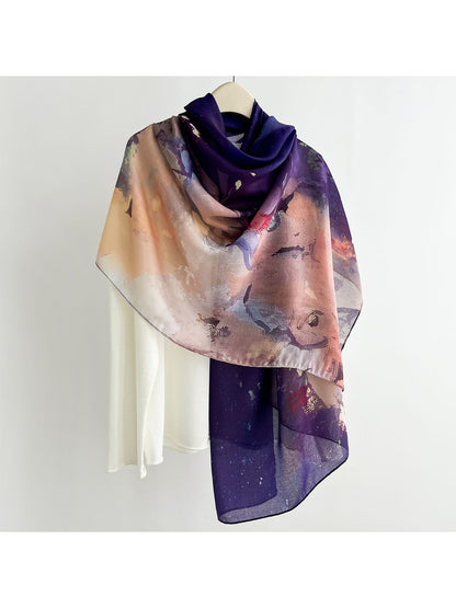 Scarvii - Ink Floral Printed Summer Wrap Scarf