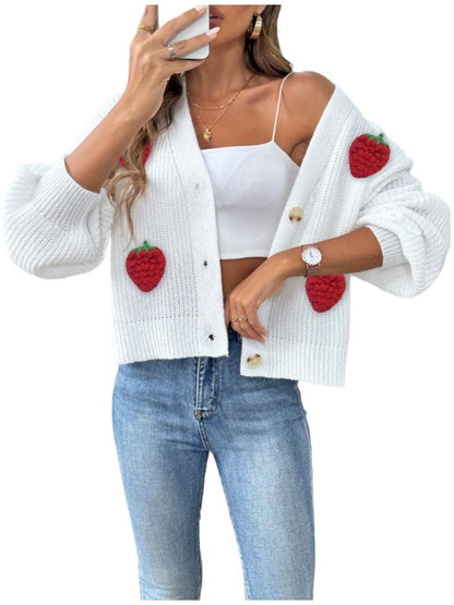 Crosa Cute Strawberry Knit Cardigan for Women product shape