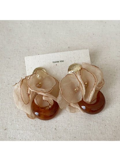 Earwish - Chiffon Flower Shaped Chic Earrings