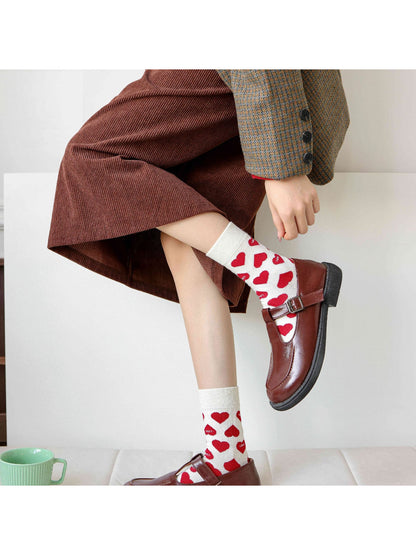Rufia - Graphic Heart Pattern Crew Socks